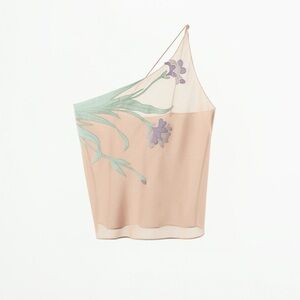 Zara asymmetrical floral embroidered top